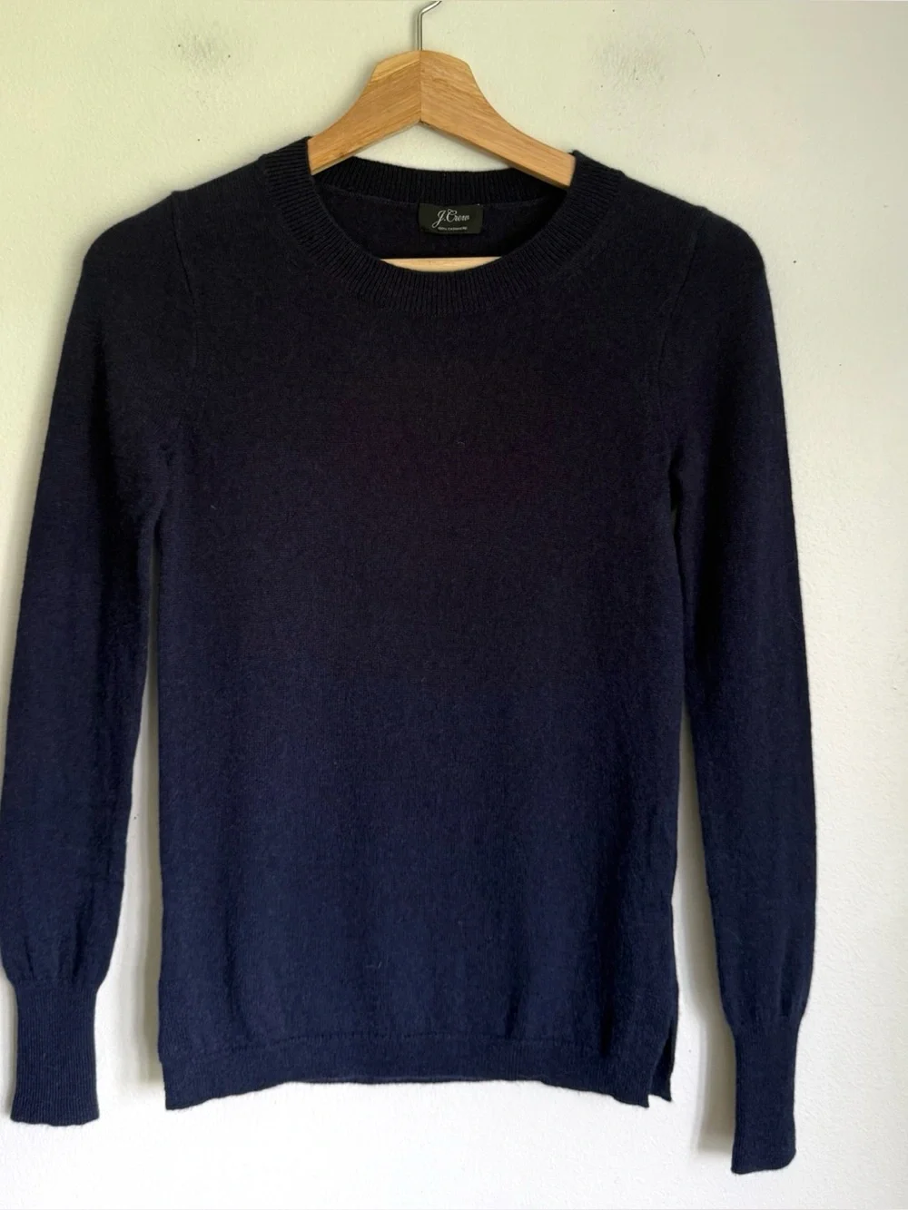J. Crew Cashmere Slim Fit Crew Sweater in Navy Blue